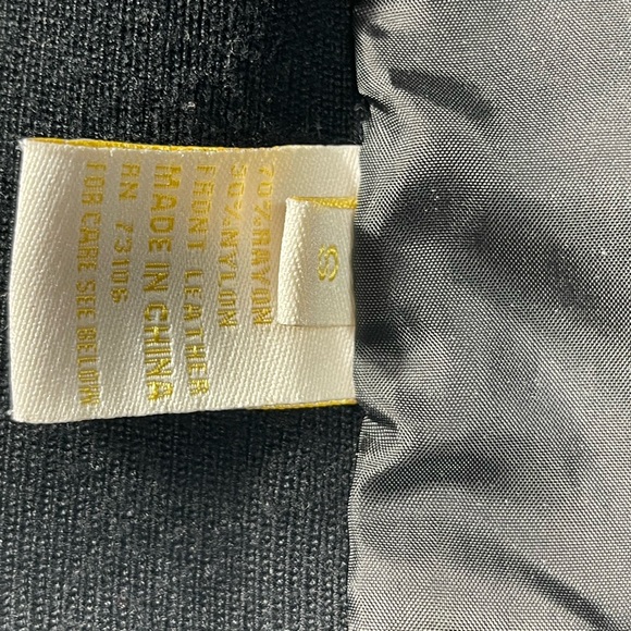 Black Woven Leather Jacket with Knit Sleeves - Picture 7 of 9